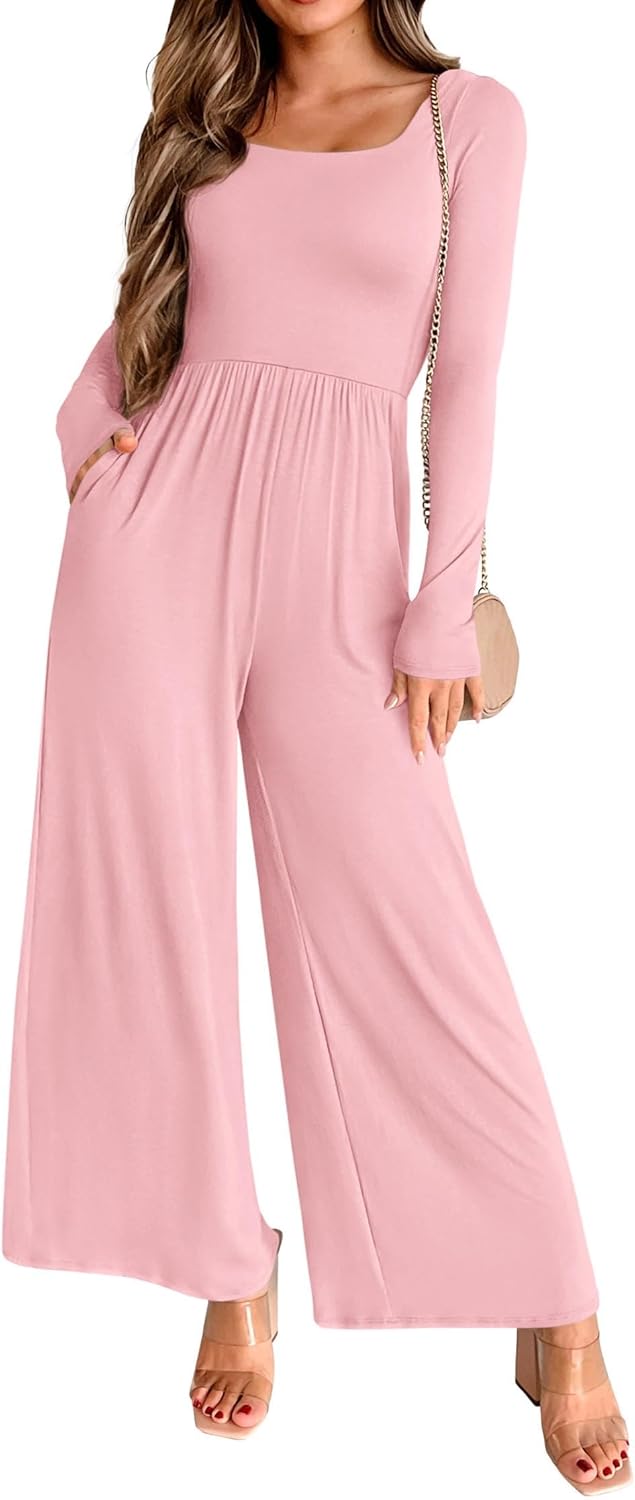 KIRUNDO Long Sleeve Jumpsuit for Women with Pockets and Style
