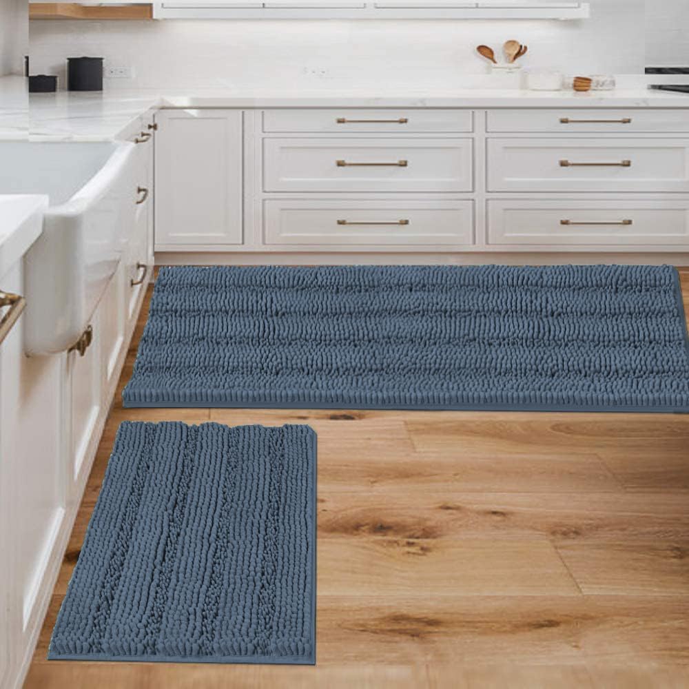 H.VERSAILTEX Bathroom Rug Sets 2 Piece Non Slip Soft Chenille