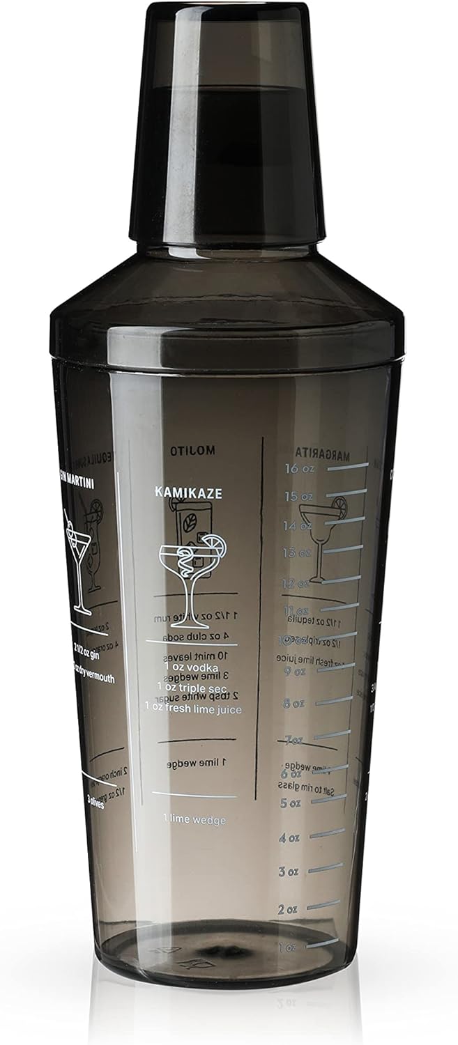 Smoke Tinted Cocktail Shaker with Recipes - Bartending Essential