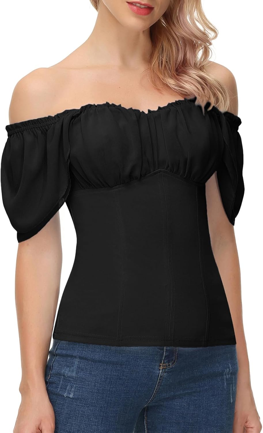 Renaissance Off Shoulder Flutter Sleeve Top for Women