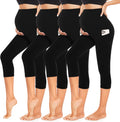 4 Pack Maternity Leggings for Women with High Waist Pockets - Butt