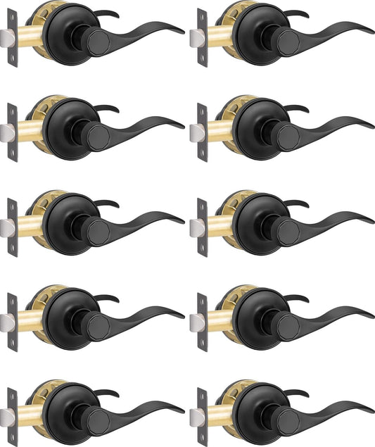10 Pack Matte Black Passage Door Handle for Interior Doors