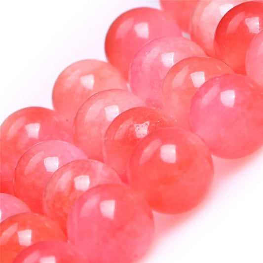 JOE FOREMAN Pink Jade Round Beads 15 - DIY Handmade Craft Supplies
