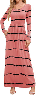 Women's Black Maxi Dress Long Sleeve Empire Waist - Comfortable Fit