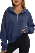 AUTOMET Womens Hoodies Fleece Oversized Half Zip Pullover - Warm, Soft