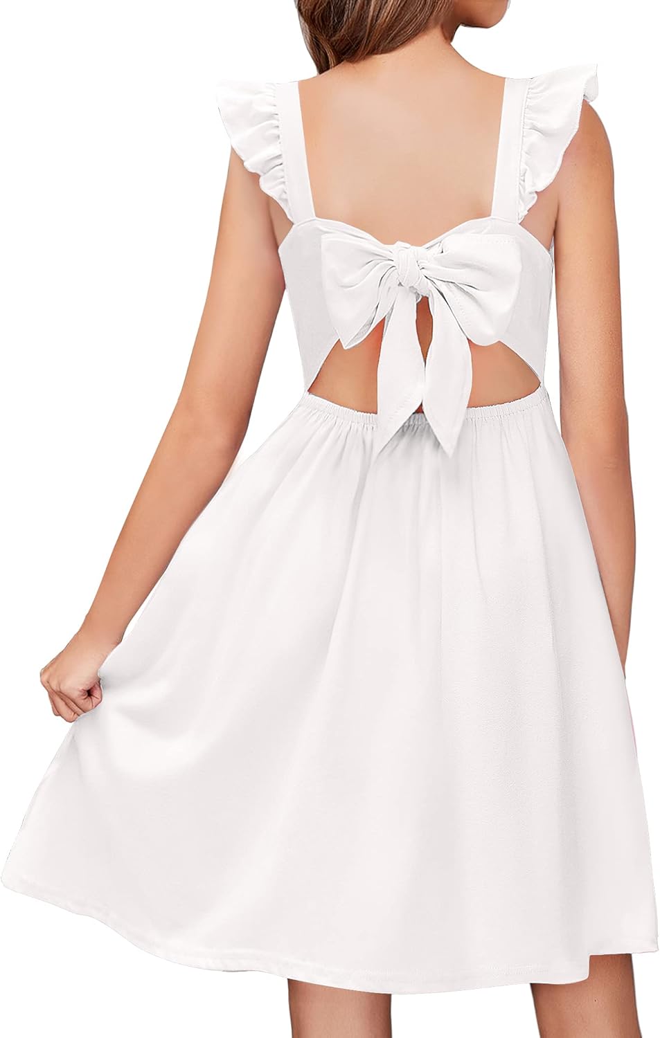 Arshiner Girls Summer Dresses with Ruffle Sleeves and Pockets