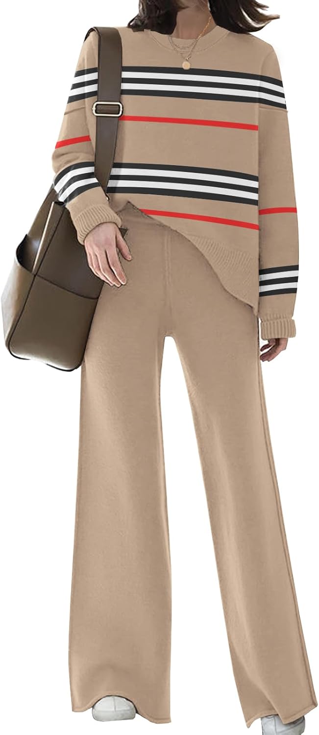 Womens Elegant Lounge Sets Knitted Sweatsuit 2 Piece Outfits