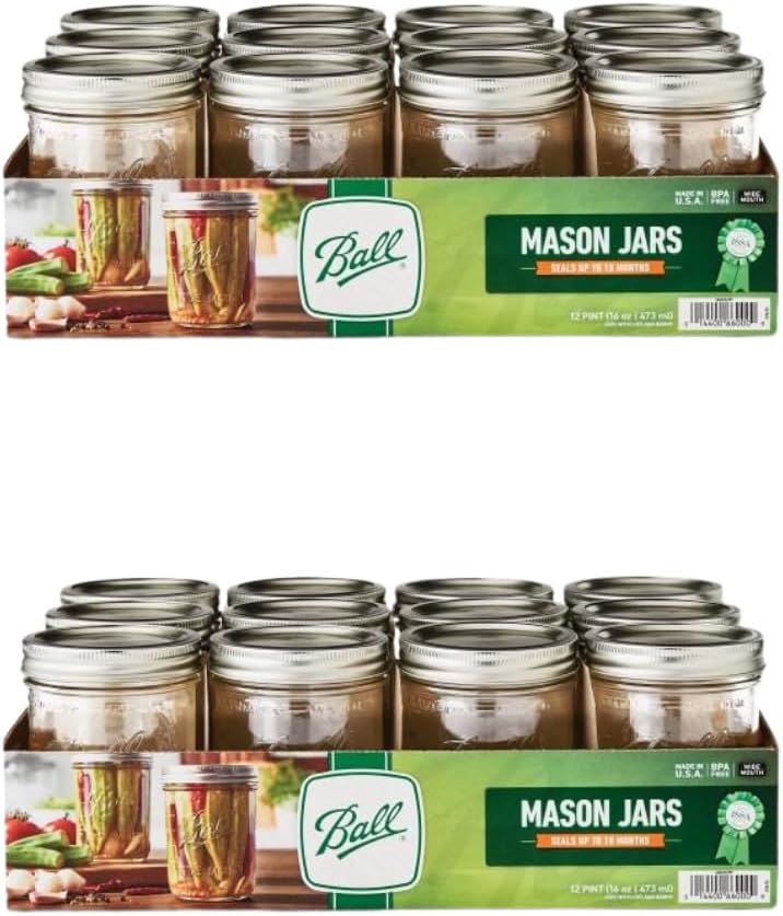 Ball Glass Mason Jars Regular Mouth 16oz for Canning and Crafting
