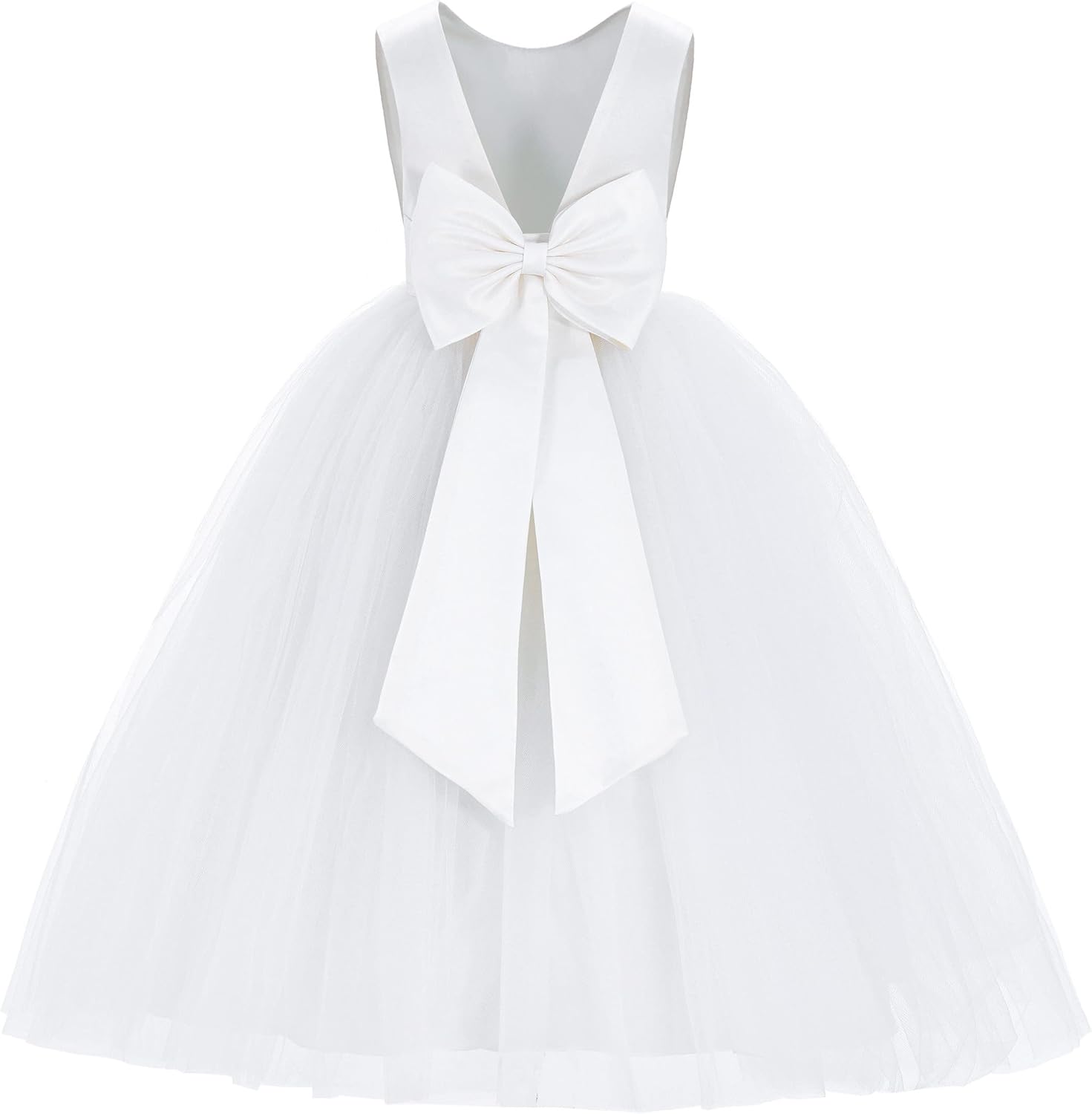 Elegant V-Back Satin Flower Girl Dress for Special Occasions