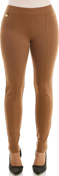 Womens Pull On Ankle Pant with Metal Tab - Sleek Ponte Legging