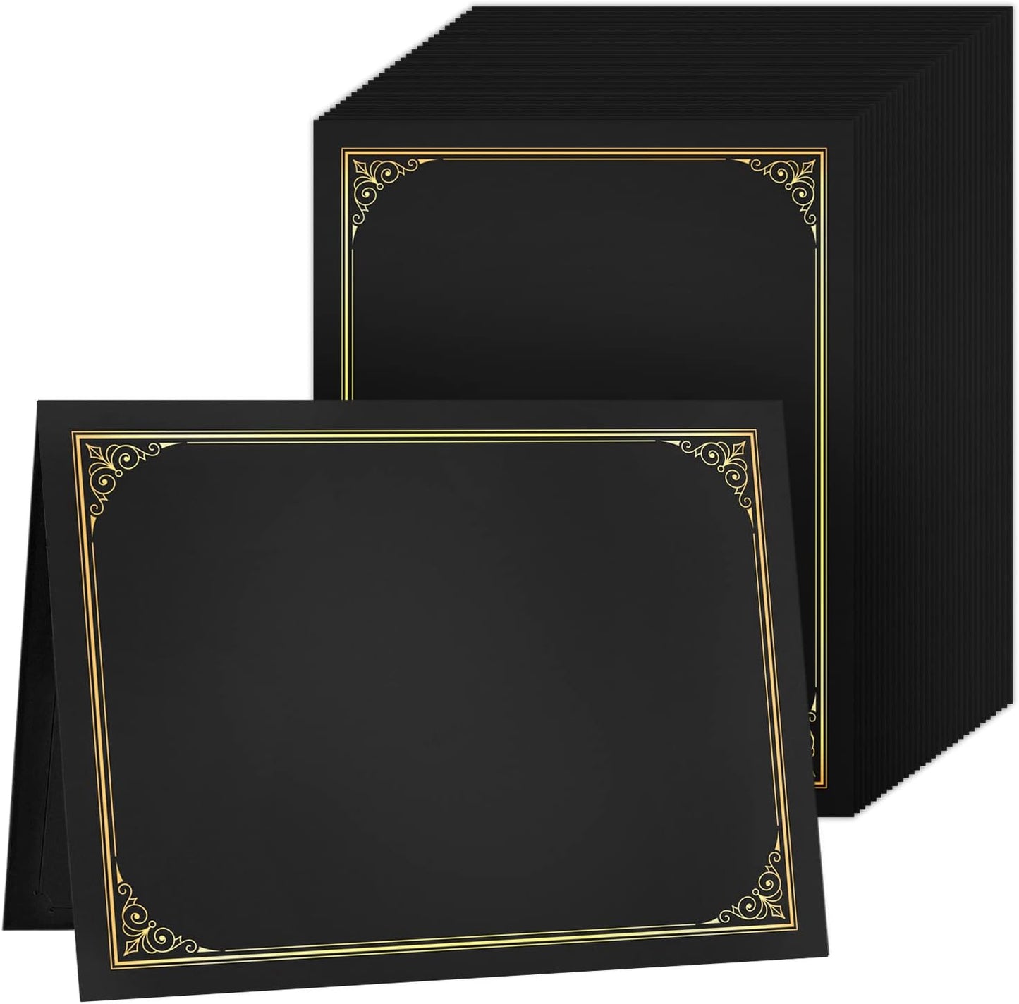 SUNEE Black Certificate Holders, Gold Foil Border, 30 Packs - Organize & Protect Your 8.5x11 Documents