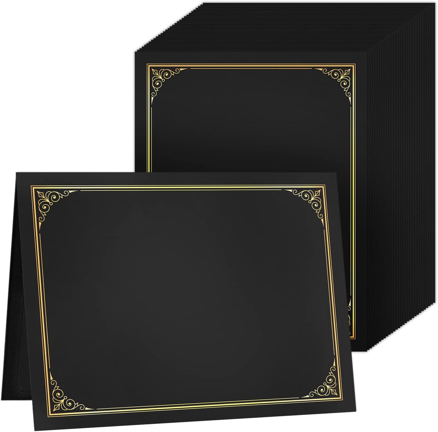 SUNEE Black Certificate Holders, Gold Foil Border, 30 Packs - Organize & Protect Your 8.5x11 Documents