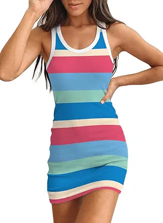 Valiamcep Women's Summer Ribbed Tank Dress for Comfort