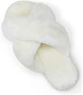 Vepose Women's Cross Band Plush Fur Slides - Cozy Memory Foam
