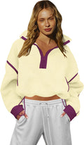 Half Zip Pullover Women Sherpa Fleece Jacket - Lightweight Warmth