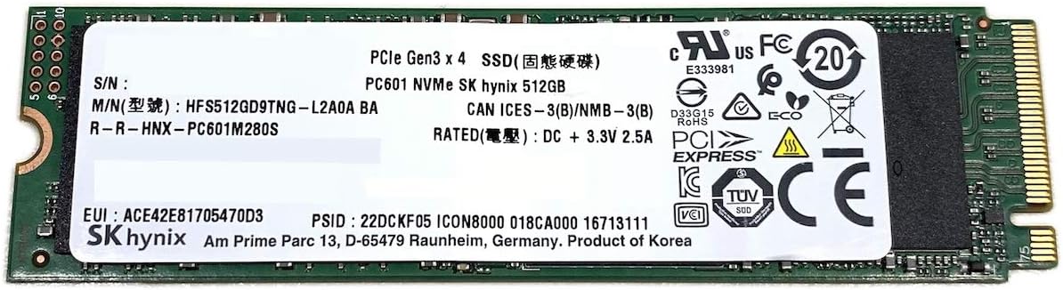 SK Hynix 512GB SSD M.2 2280 PCIe Gen3 x4 for High Performance