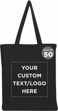 Custom Cotton Canvas Tote Bags Set of 50 - Personalized Bulk Pack