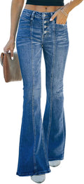 Sidefeel High Waisted Wide Leg Flared Jeans - Vintage Shape