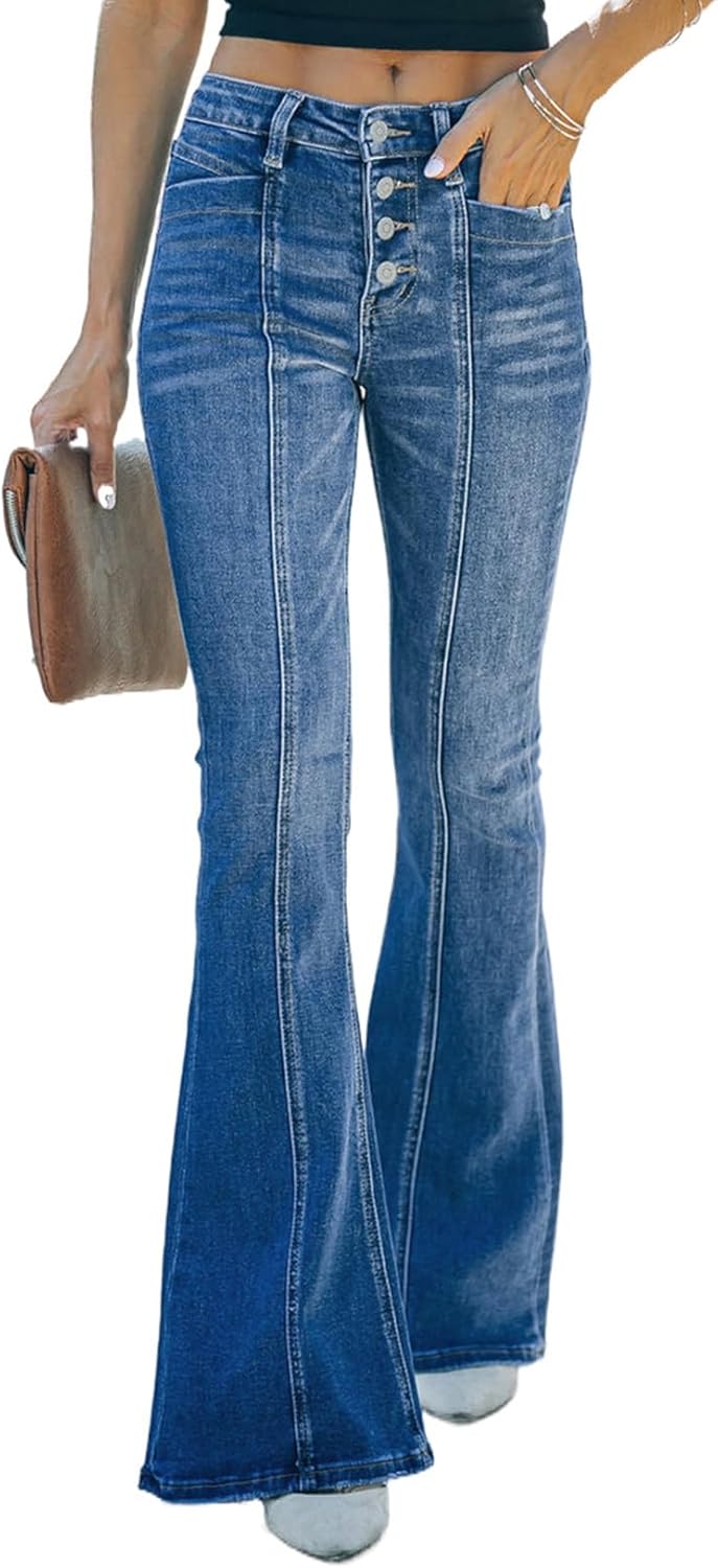Sidefeel Women's High Waisted Flared Jeans for Stylish Comfort