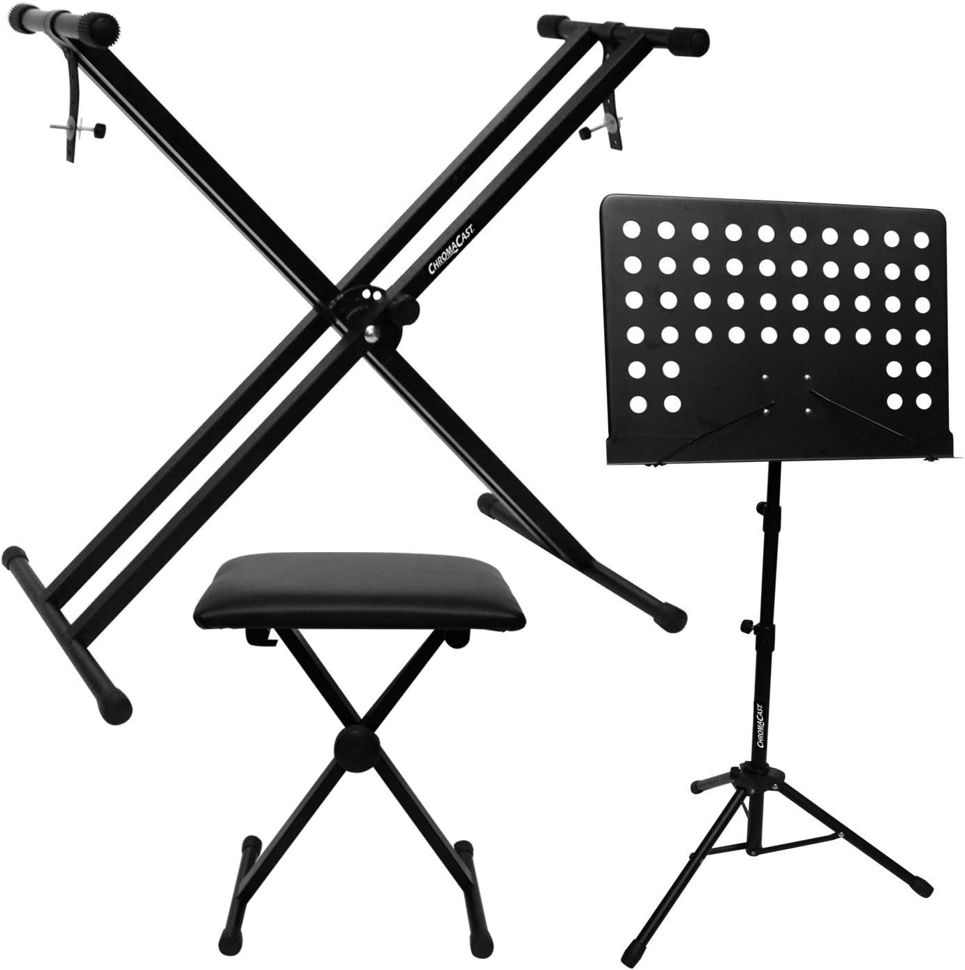 ChromaCast Electronic Keyboard Stand Bundle with Padded Seat