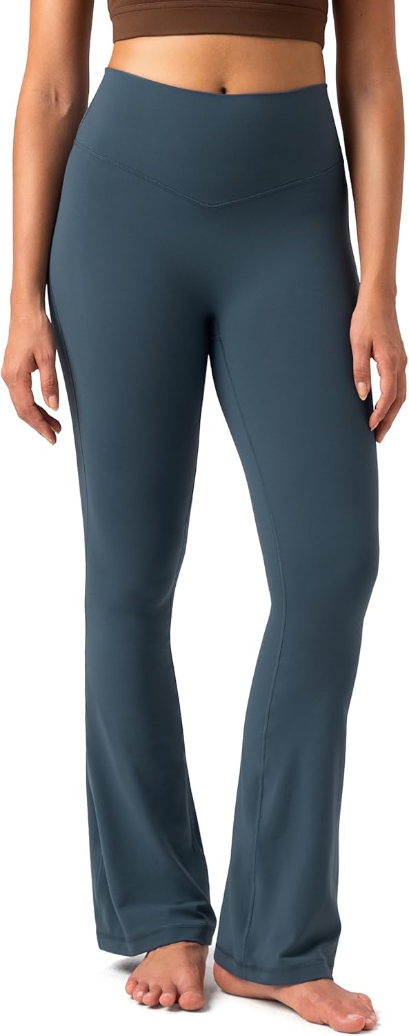 Colorfulkoala No Front Seam Flare Leggings for Women Yoga Pants