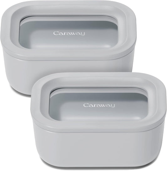 Caraway 2pc Glass Food Storage Set - Compact & Non-Toxic Design
