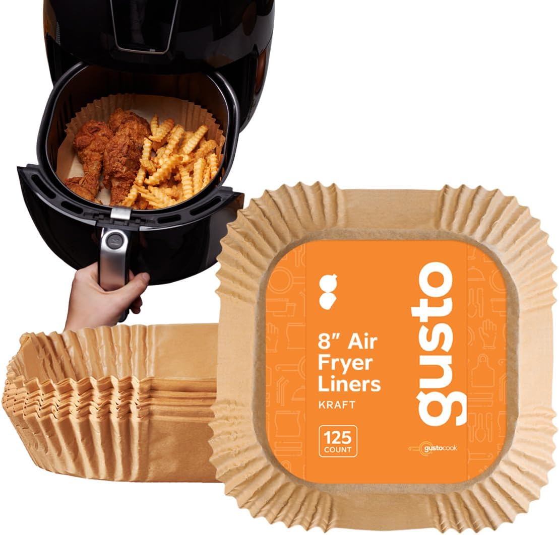 125 Non-Stick Air Fryer Liners - Waterproof & Oil-Resistant (8 Inch)
