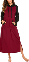 Ekouaer Nightgowns for Women Cotton Hooded Long Sleeve Night Gown
