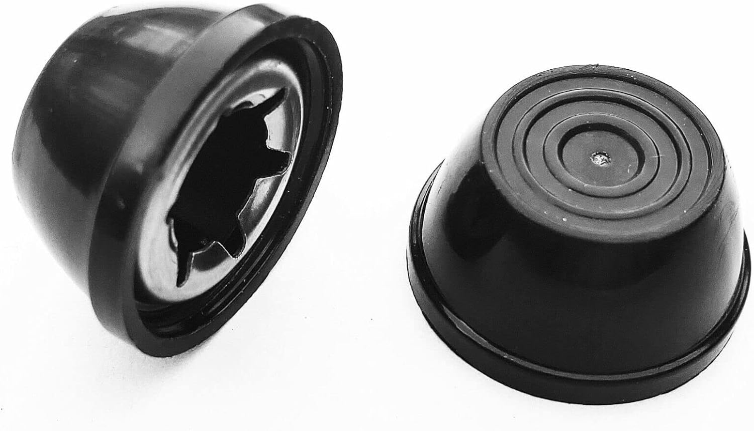 Quadrapoint Black Hub Caps - Enhance 3/8 Axle Red Wagon