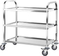 Stainless Steel Utility Cart 3-Tier Heavy-Duty - Lockable Wheels