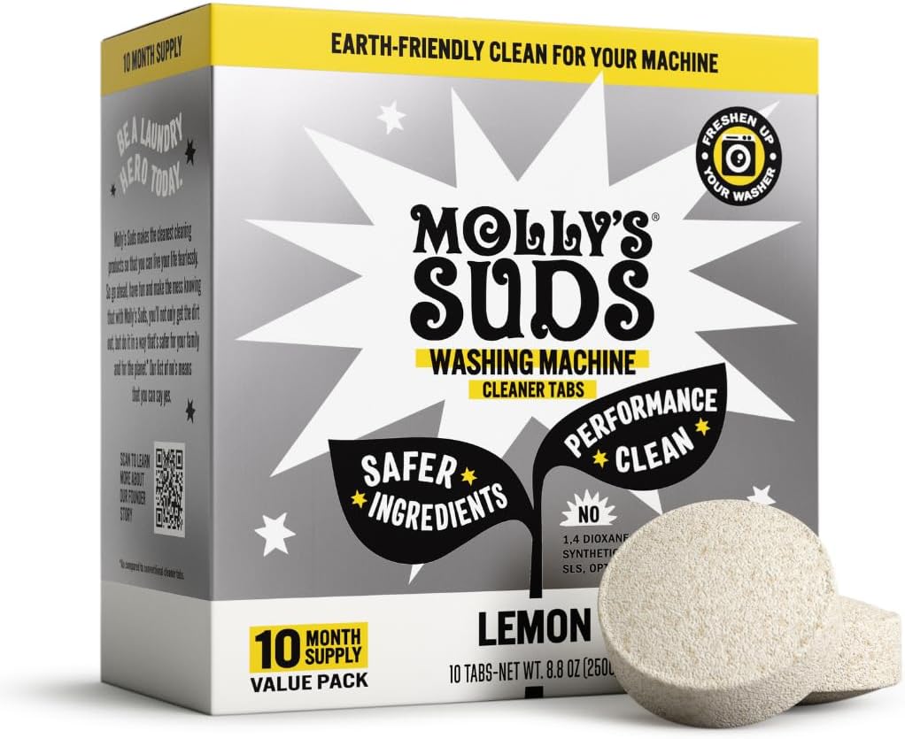 Molly's Suds Washer Cleaner | Fresh Citrus Scent, 10 Tabs