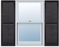 15 in x 55 in Louver Exterior Vinyl Window Shutters, Black (Pair)