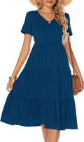 Womens Tiered Midi Cotton Dress - Flowy Ruffle Babydoll
