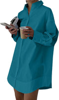 LYANER Women's Casual Shirt Dress Collar V Neck Button Down - Chic