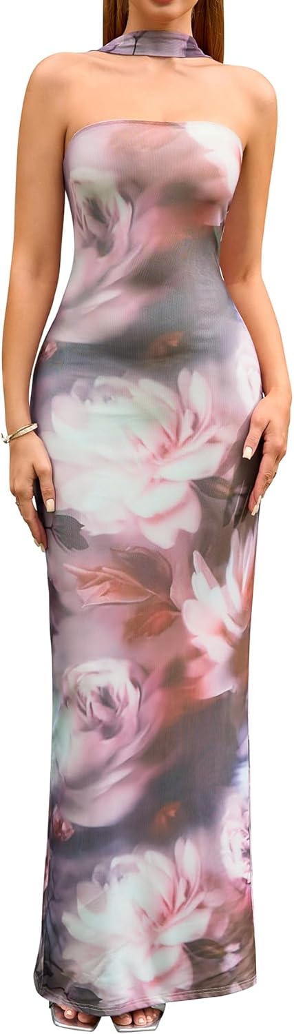 Elegant Summer Bodycon Maxi Dress for Women by HTZMO