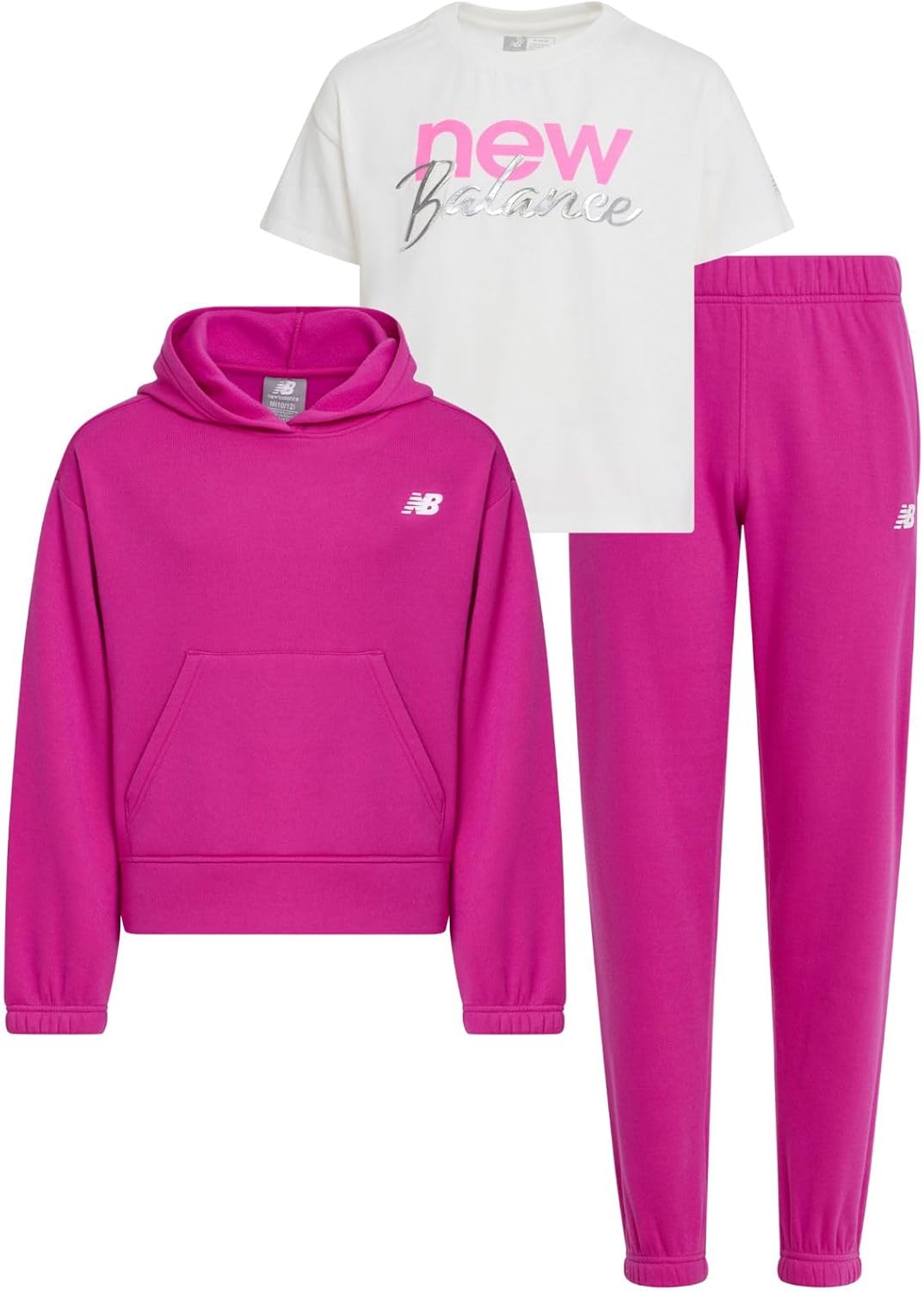 New Balance Girls 3pc Sweatsuit - Cozy Cotton Blend Activewear