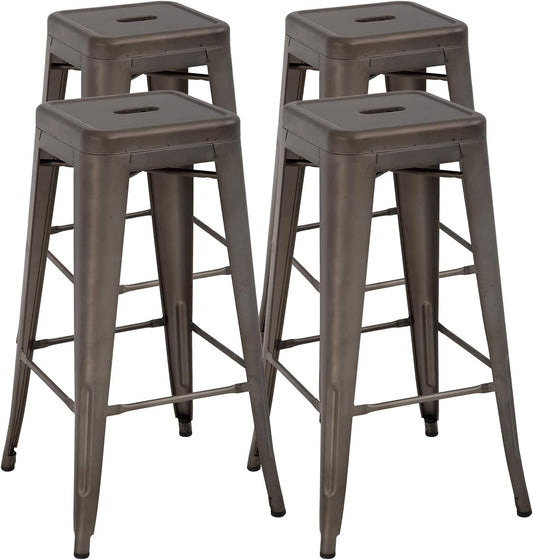 FDW Metal Bar Stools Set of 4 for Indoor and Outdoor Use