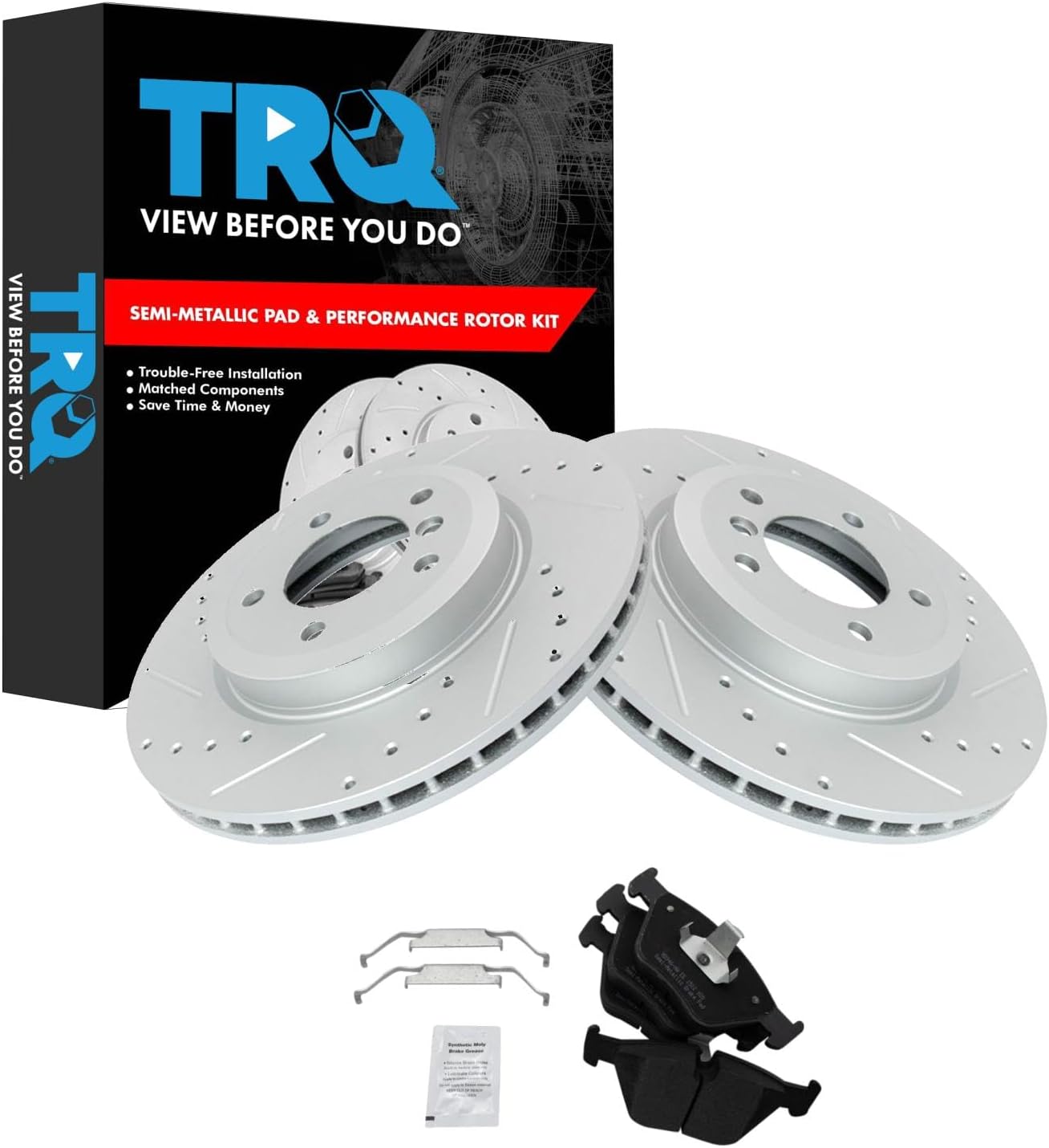 TRQ Front Performance Brake Pad & Rotor Kit for BMW 330 Series