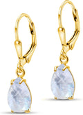 14K Gold Plated Moonstone Teardrop Earrings - Dainty Birthstone Gift