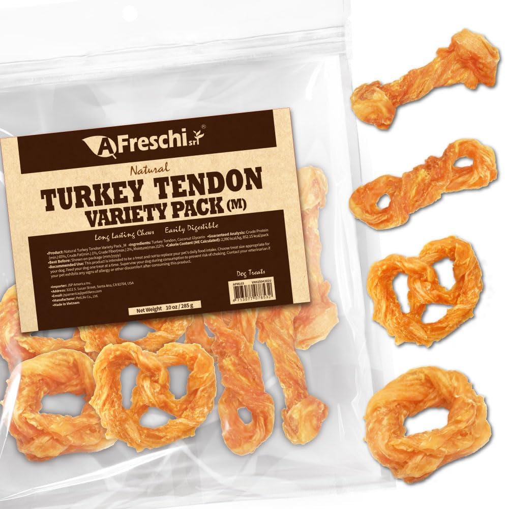 AFreschi Turkey Tendon Variety Pack: Natural Puppy Chew