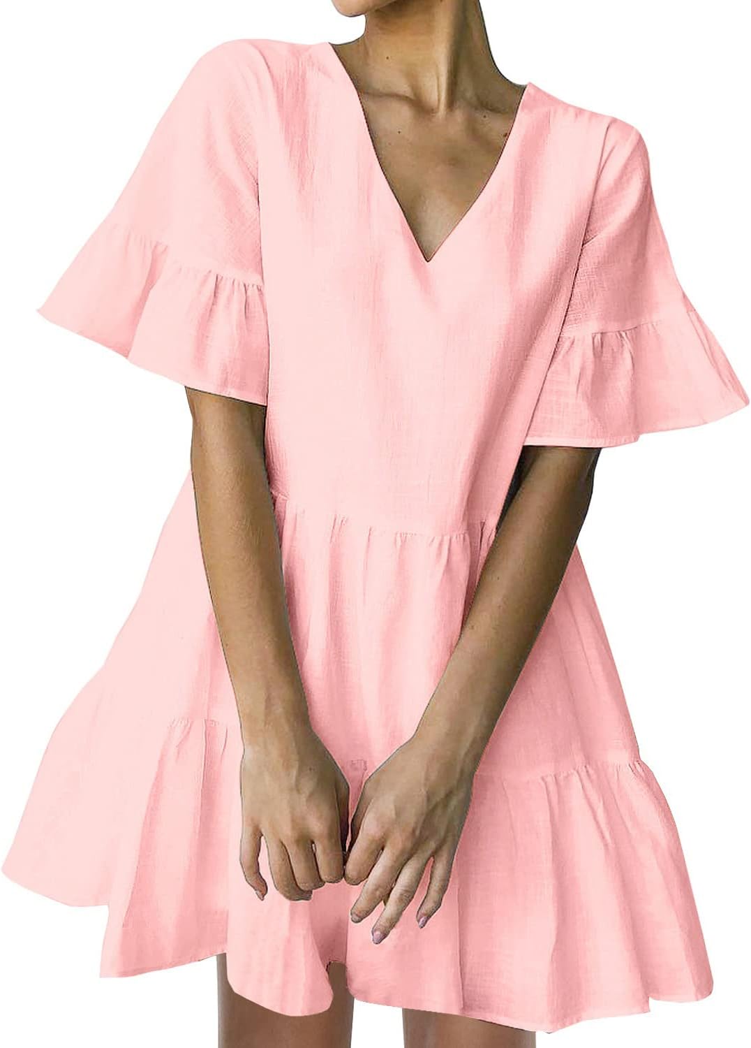 Cute V Neck Shift Dress with Pockets for Summer Fun