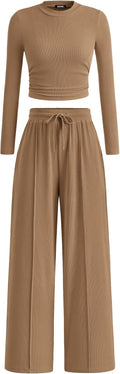 BTFBM Casual 2 Piece Ribbed Lounge Set - Comfortable Fall Outfit