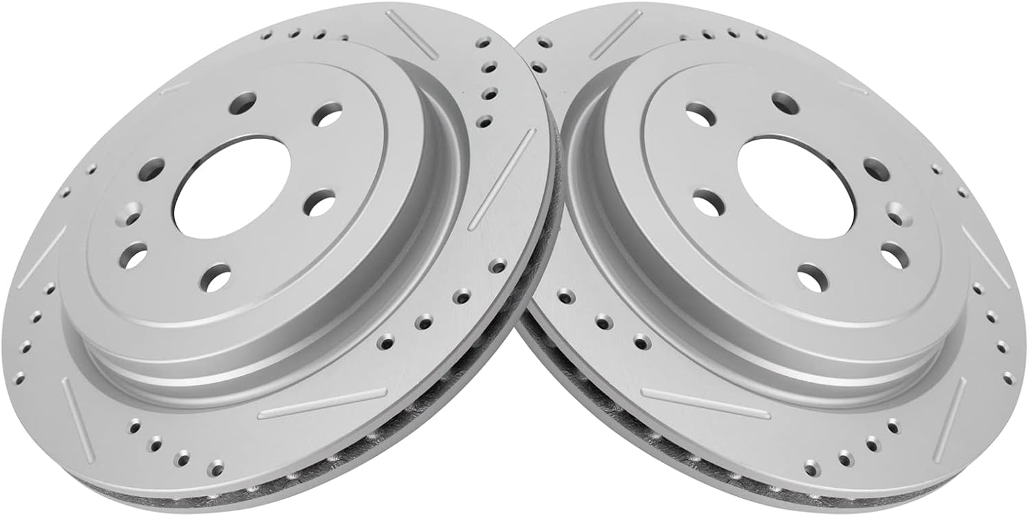 TRQ Rear Performance Brake Rotors Set for Cadillac SRX 2010-2016