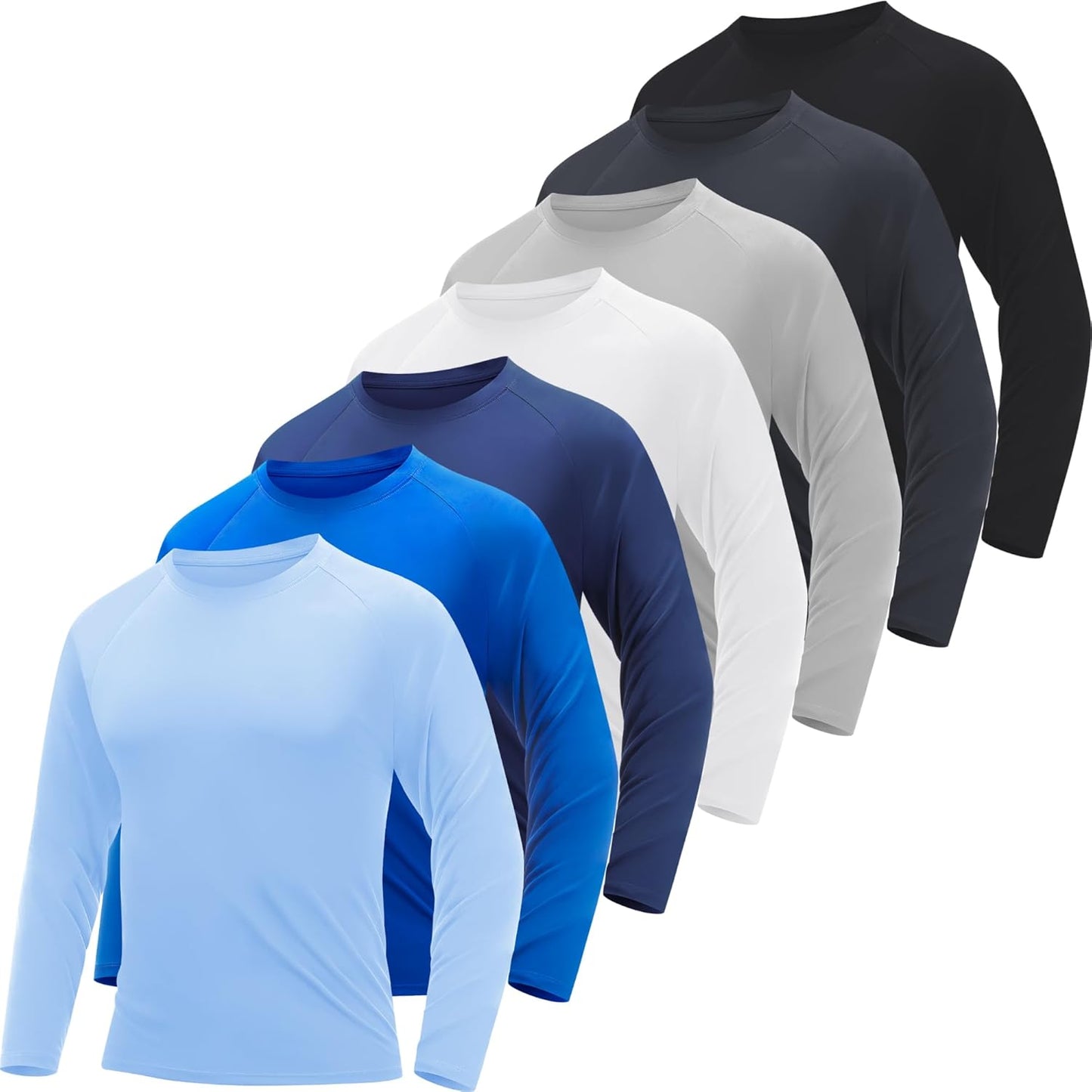 5/7 Pack Long Sleeve Shirts for Men - Quick Dry Performance Tee