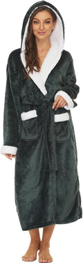 ccko Plush Robes For Women Fleece Hooded Bathrobe - Warm, Soft Comfort