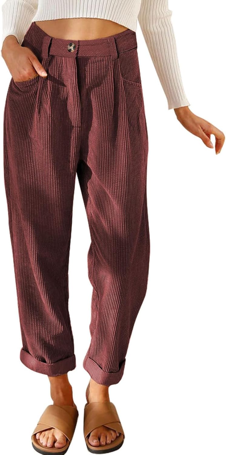 Acelitt Womens Elastic Waist Straight Leg Corduroy Pants Review