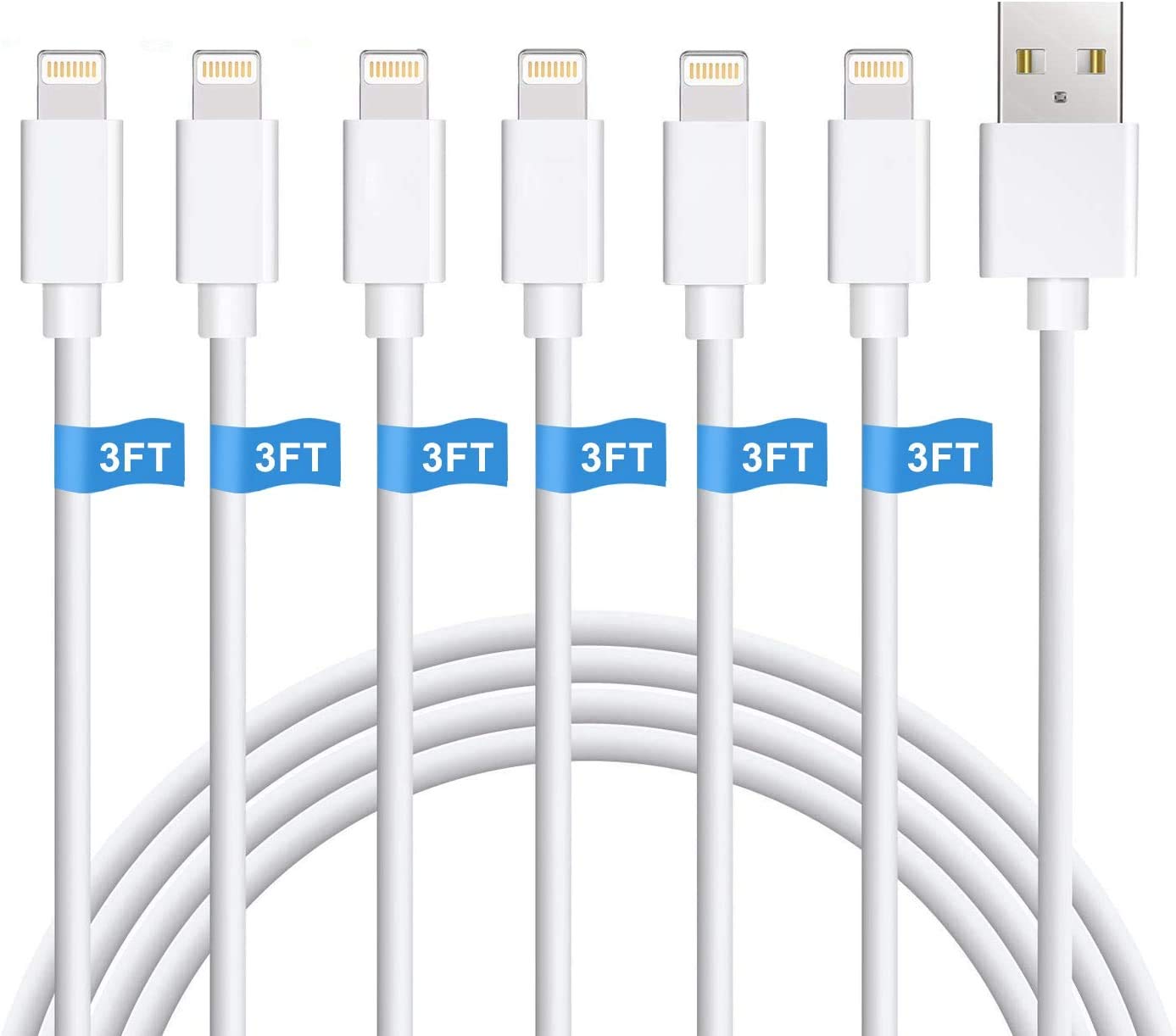 Fast Charge 6Pack Lightning Cables for iPhone - Sundix