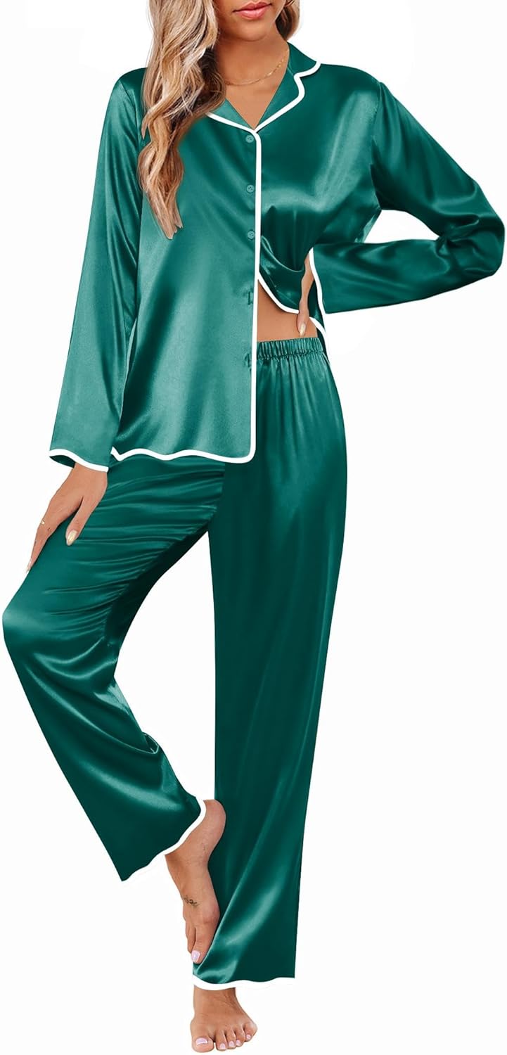 Ekouaer Silk Pajamas Set for Women - Elegant Satin PJs