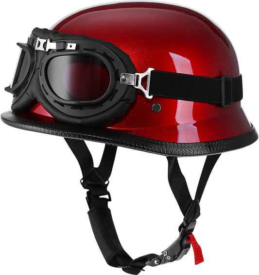 Helmet Half Shell German Motorcycle Helmet with Cycling Glasses