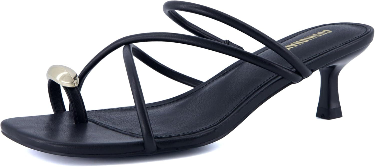 CUSHIONAIRE Maui Strappy Womens Sandals with Kitten Heels